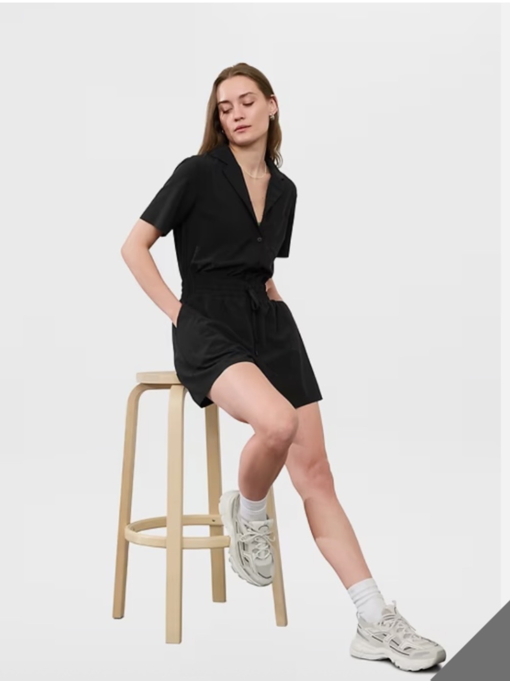Athleta Avenue Romper Shorts One Piece Black Breathable Summer Size XXS UPF 40+